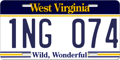WV license plate 1NG074