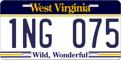 WV license plate 1NG075