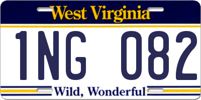 WV license plate 1NG082