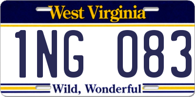 WV license plate 1NG083