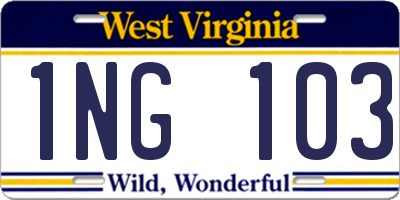 WV license plate 1NG103