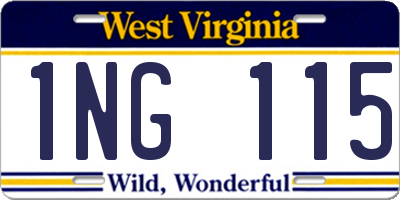 WV license plate 1NG115