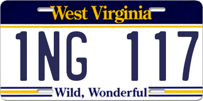 WV license plate 1NG117