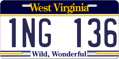 WV license plate 1NG136
