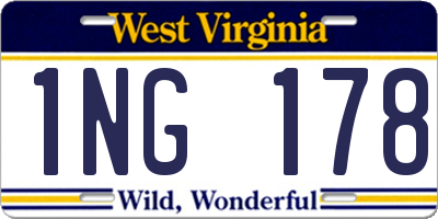 WV license plate 1NG178