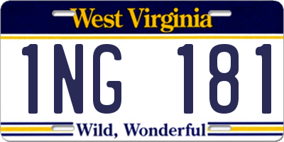 WV license plate 1NG181