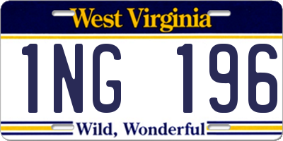 WV license plate 1NG196