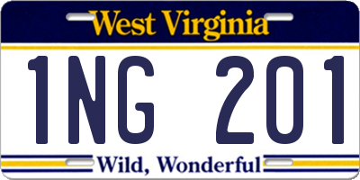 WV license plate 1NG201
