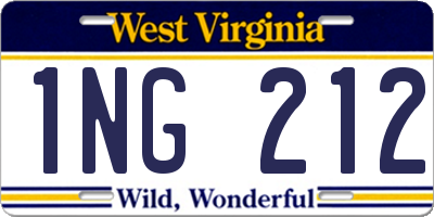 WV license plate 1NG212