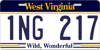 WV license plate 1NG217