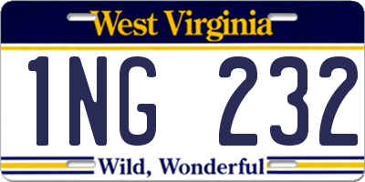 WV license plate 1NG232
