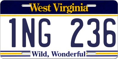 WV license plate 1NG236