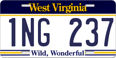 WV license plate 1NG237