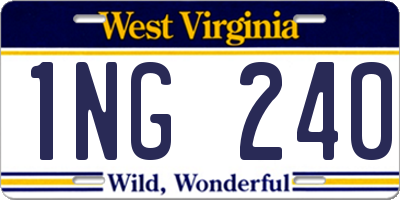 WV license plate 1NG240