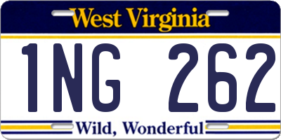 WV license plate 1NG262