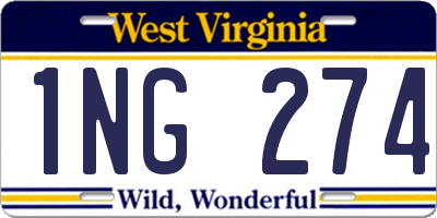 WV license plate 1NG274