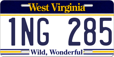 WV license plate 1NG285