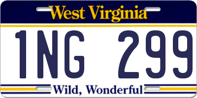 WV license plate 1NG299