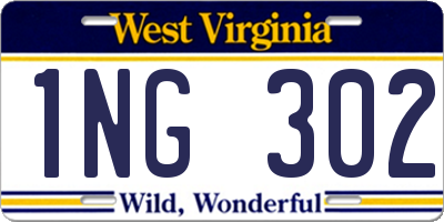 WV license plate 1NG302