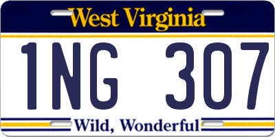WV license plate 1NG307