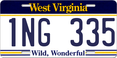 WV license plate 1NG335