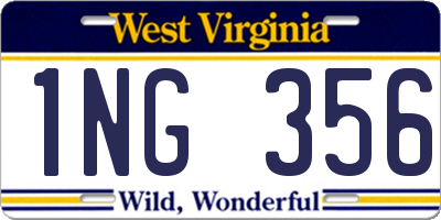 WV license plate 1NG356