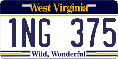 WV license plate 1NG375