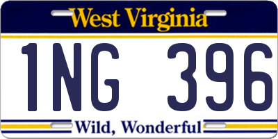 WV license plate 1NG396