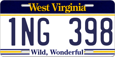 WV license plate 1NG398