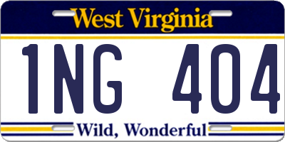WV license plate 1NG404