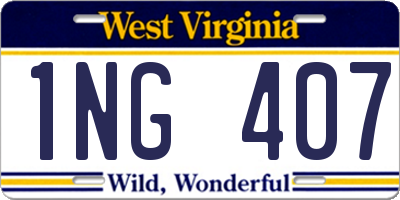WV license plate 1NG407