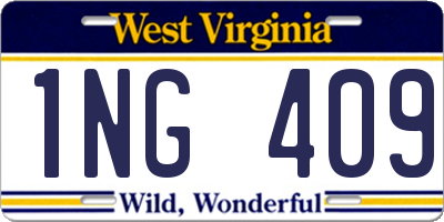 WV license plate 1NG409