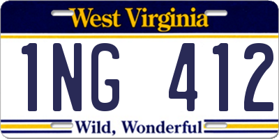 WV license plate 1NG412