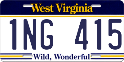 WV license plate 1NG415