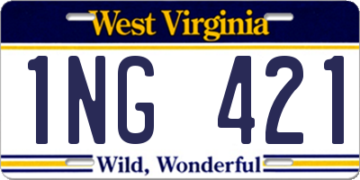 WV license plate 1NG421