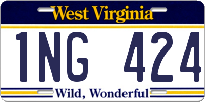 WV license plate 1NG424
