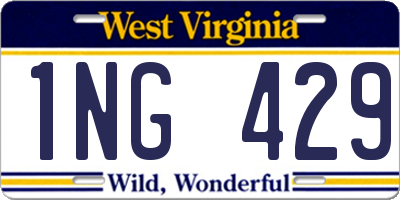 WV license plate 1NG429