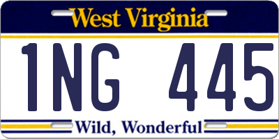 WV license plate 1NG445