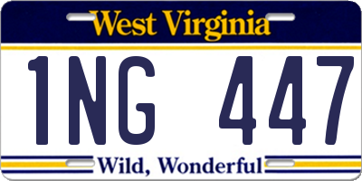 WV license plate 1NG447