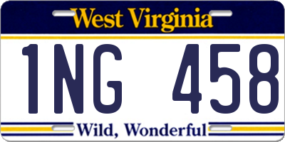 WV license plate 1NG458