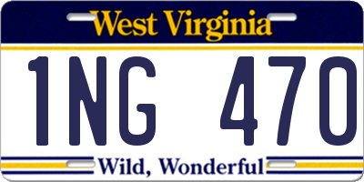 WV license plate 1NG470
