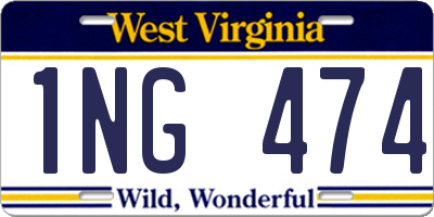 WV license plate 1NG474