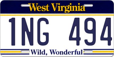 WV license plate 1NG494