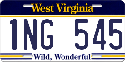 WV license plate 1NG545