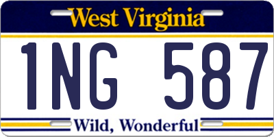 WV license plate 1NG587