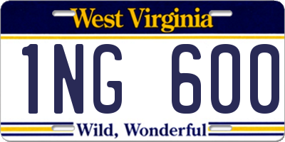 WV license plate 1NG600