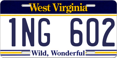 WV license plate 1NG602