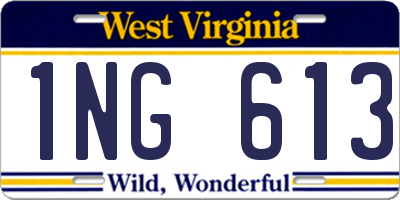 WV license plate 1NG613