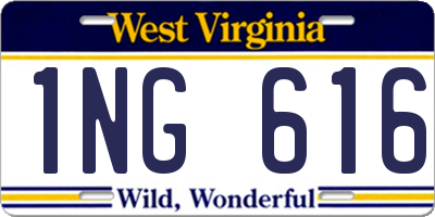 WV license plate 1NG616