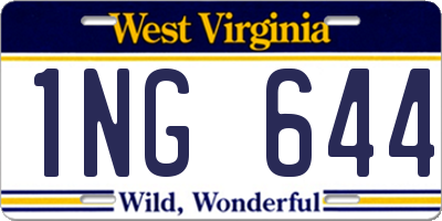 WV license plate 1NG644